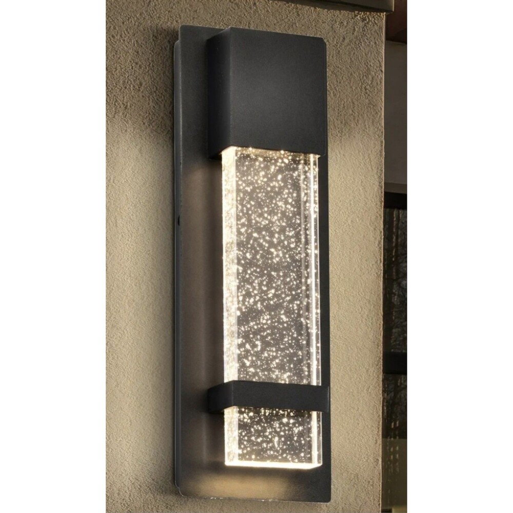 New Home Decorators Bubble Glass LED Black Exterior Wall Lantern 1003 934 548